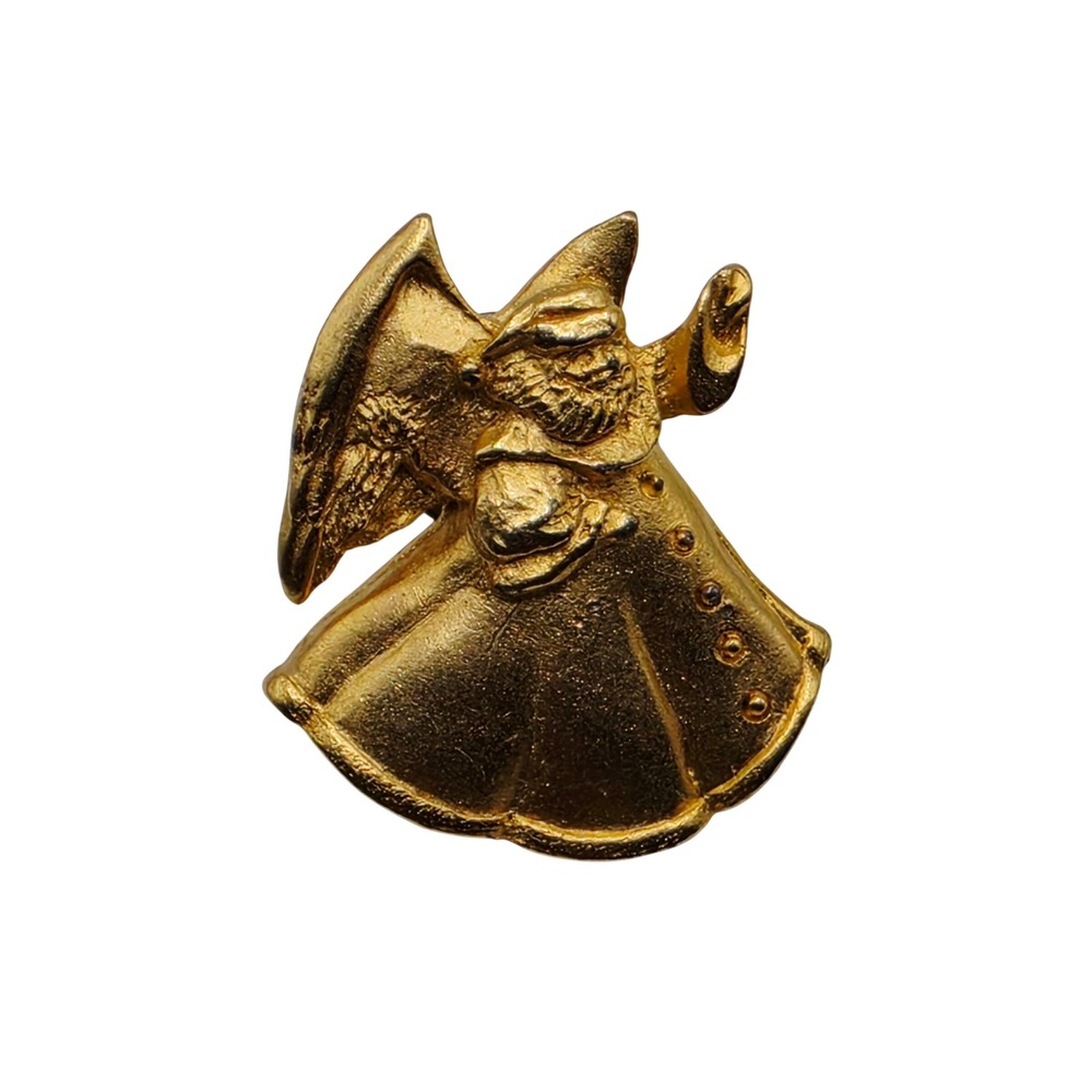 Vintage Camco Gold Tone Angel Pin Christmas Holiday Brooch Winged Figure